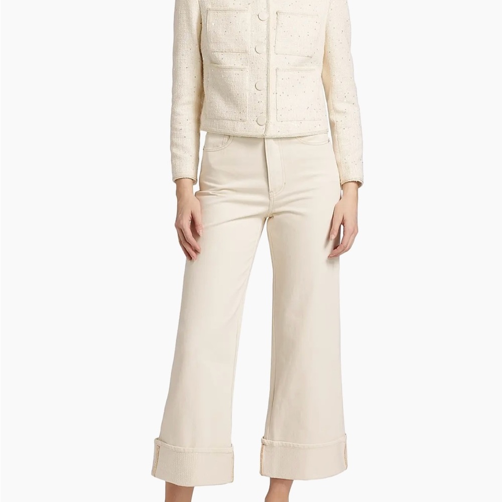 Taylor cropped high rise Veronica Beard Cream Denim Jeans size 28